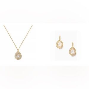 Kate Spade Pavé Halo Gold Plated Metal Mini Pendant Necklace and Earring Set